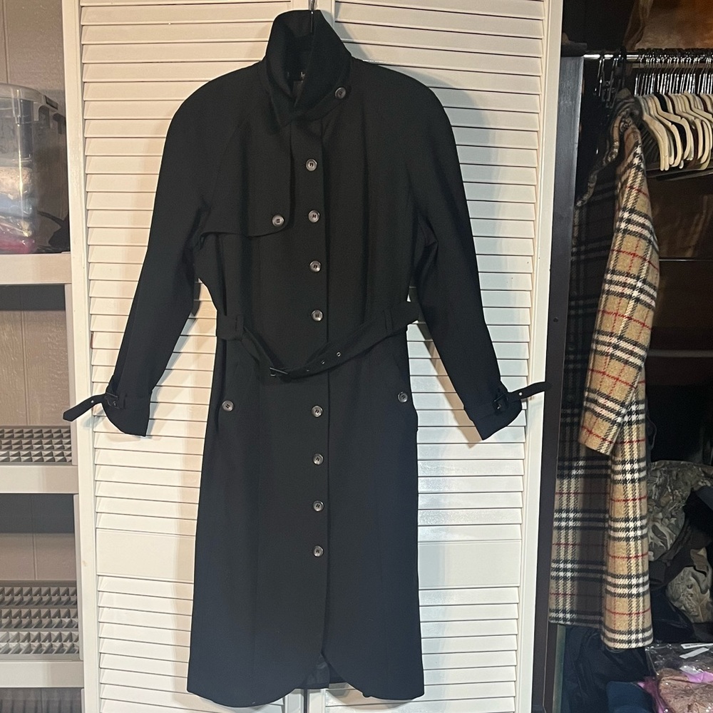 Vintage Women’s  “harve benard” S/M black mid calf belted button down jacket